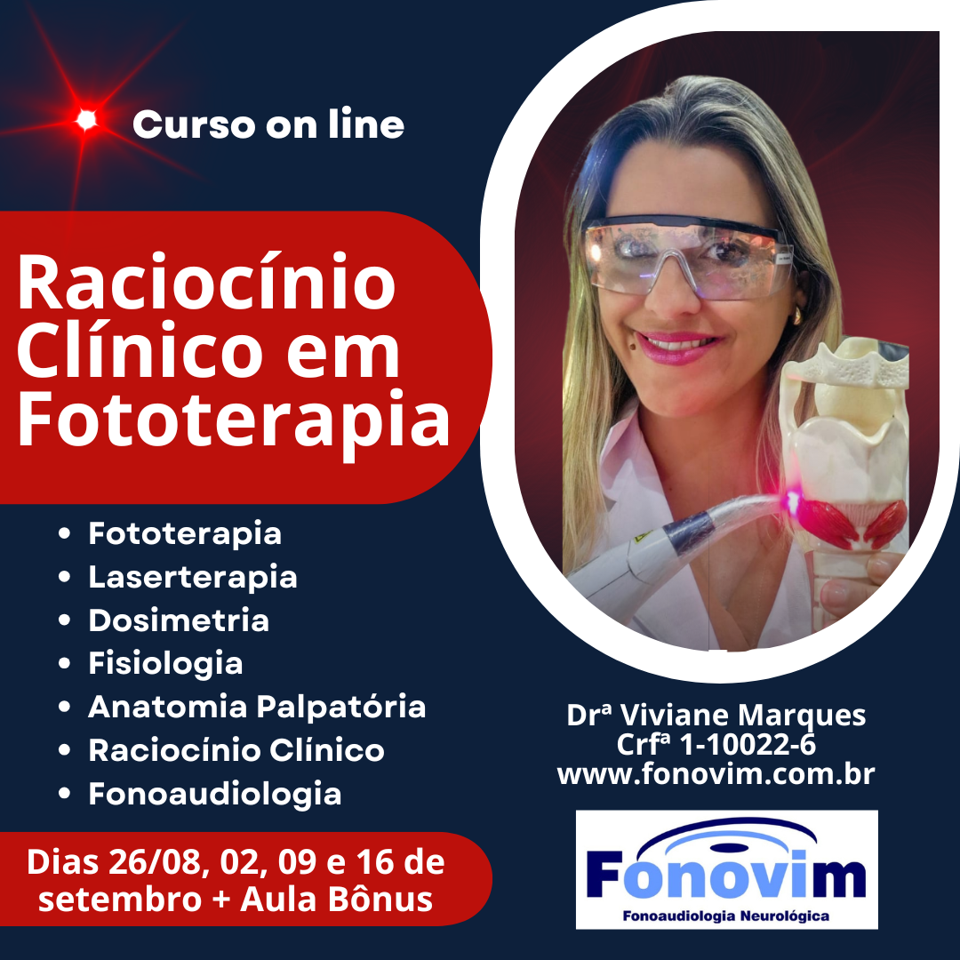 Banner do curso Raciocínio Clínico em Fototerapia aplicada à Fonoaudiologia
